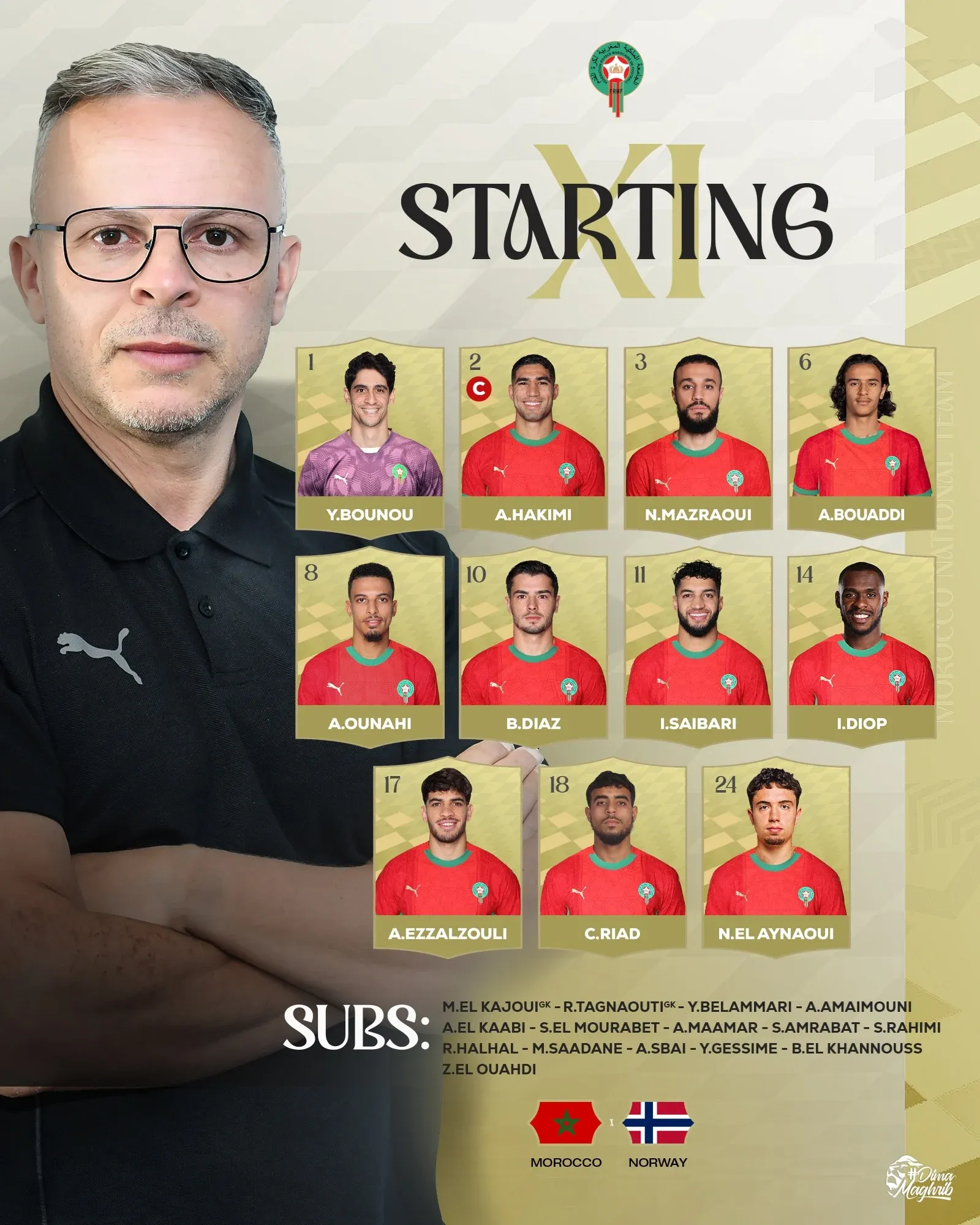 التشكيلة المغرب النرويج
