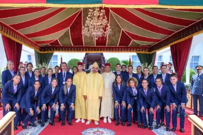 حضور المنتخب الوطني النسوي لكرة القدم حفل الاستقبال بمناسبة عيد العرش تجسيد للعناية السامية لجلالة الملك بالرياضة الوطنية