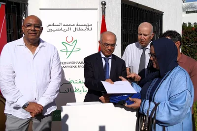 حفل استقبال بالرباط على شرف الأبطال الرياضيين المنعم عليهم من طرف جلالة الملك بأداء مناسك الحج لموسم 1446 هـ