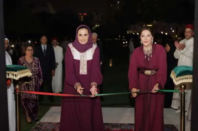 العام الثقافي (قطر- المغرب 2024).. صاحبة السمو الملكي الأميرة للا حسناء، مرفوقة بسعادة الشيخة المياسة بنت حمد آل ثاني ، تدشن بالدوحة الجناح المغربي " دار المغرب"