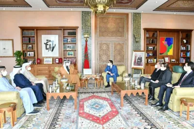 ناصر بوريطة يستقبل وزير الصناعة الإماراتي سلطان بن أحمد الجابر