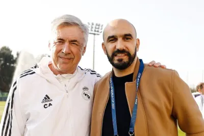 ريال مدريد ينشر على صفحته الرسمية صورة لقاء أنشيلوتي ووليد الركراكي