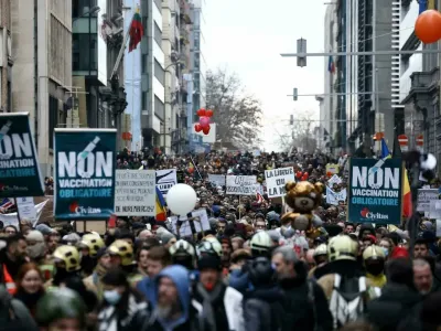 مظاهرات في بروكسيل ضد القيود الصحية لكوفيد 19