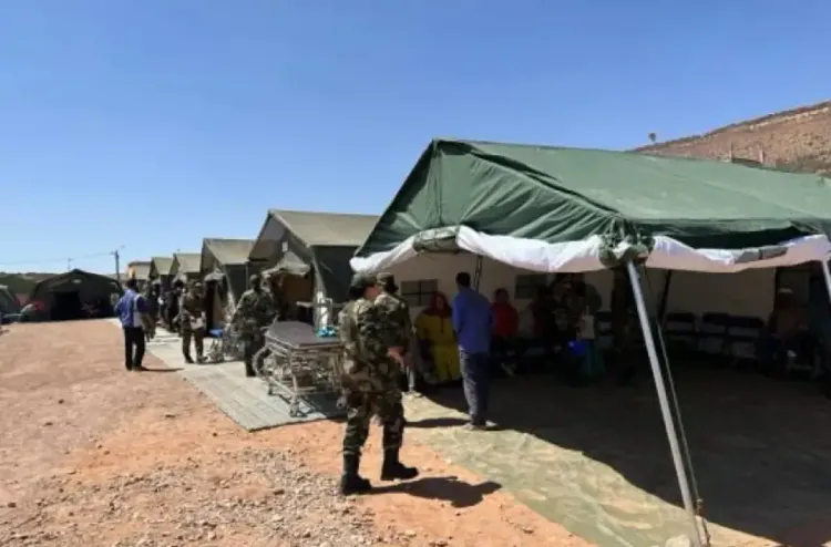 الحوز .. القوات المسلحة الملكية تقيم مستشفى ميدانيا بجماعة ويركان لمواجهة تداعيات التقلبات الجوية