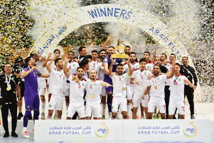 المنتخب المغربي لكرة القدم داخل القاعة يعود إلى أرض الوطن متوجا بلقبه الثاني لبطولة كأس العرب 2022