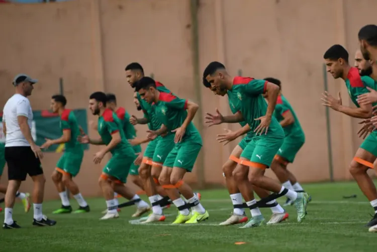 آخر حصة تدريبية للمنتخب الوطني المغربي استعدادا للغابون