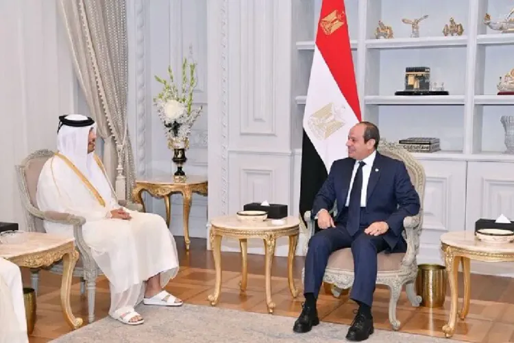 تأكيد مصري - قطري على أن إقامة الدولة الفلسطينية المستقلة ي مثل السبيل الوحيد لتحقيق السلام بمنطقة الشرق الأوسط