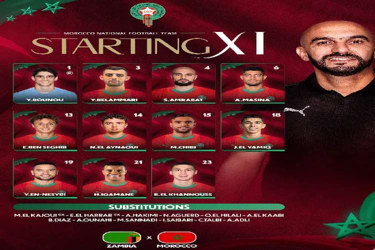 الركراكي يكشف عن تشكيلة المنتخب الوطني لمواجهة زامبيا