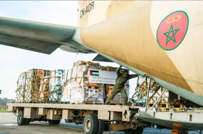 Aide humanitaire aux populations palestiniennes : Départ de deux avions militaires de la base aérienne de Kénitra en direction de l'aéroport d’El Arich, en Egypte