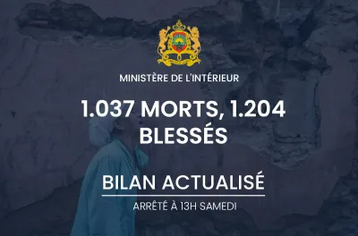 Séisme au Maroc: le bilan du séisme monte à 1.037 morts (ministère de l'Intérieur)
