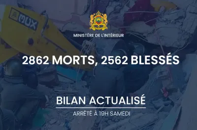 Séisme d'Al Haouz : 2.862 morts et 2.562 blessés (bilan actualisé du ministère de l'Intérieur)
